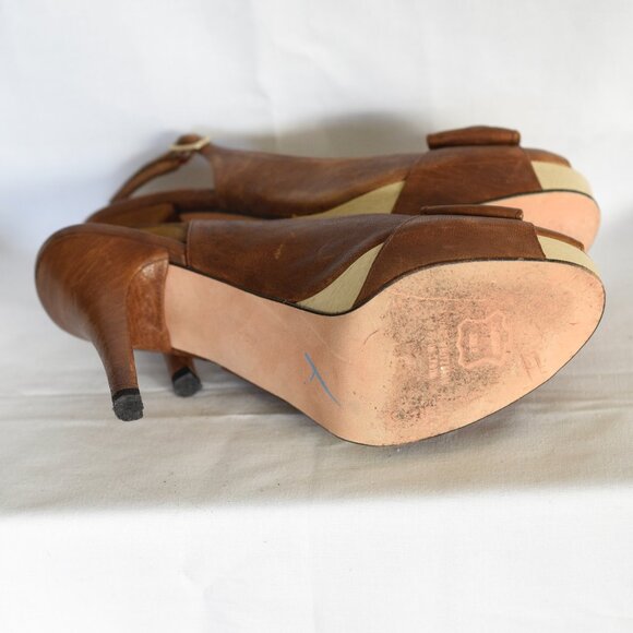 Stuart Weitzman Brown Platform Sling Back Heels - Picture 5 of 5